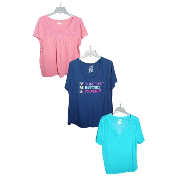Lot of 3: Bundle Short Sleeve T-shirts Women 1x Knit Lightweight Casual Shirts - Picture 1 of 10